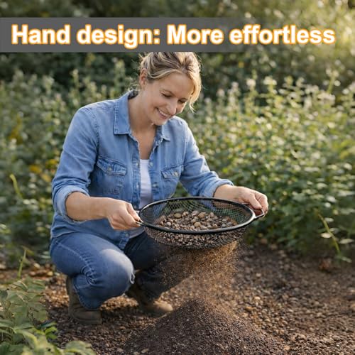 Soil Sifter for Gardening, Rock Sifter for 5 Gallon Bucket,Compost Sifter Dirt Sifter,Captures Dirt Rocks Sawdust (3pcs Black Handle) - color: 3PCS Black Handle