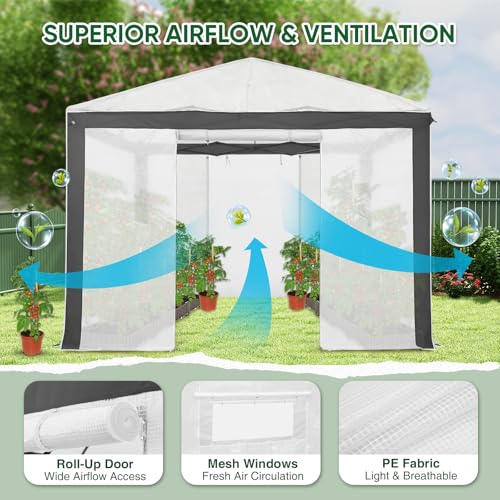 EAGLE PEAK 10x10 Walk in Pop Up Greenhouse, Gray/White - color: Gray/White, size: 10x10