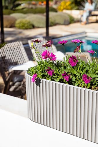 Veradek Demi Series Window Box Planter - Round Outdoor Planter - color: White, size: 36 inch