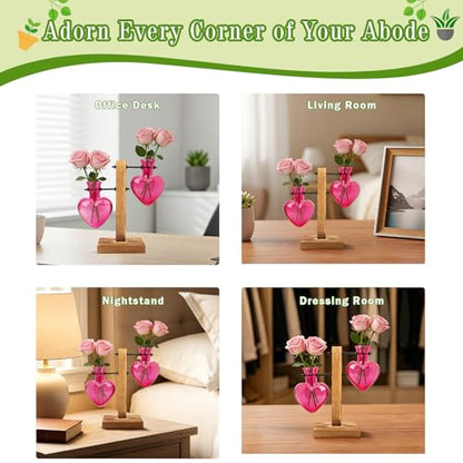 XXXFLOWER Plant Propagation Station Terrarium 2 Pink Heart Shaped Vase - color: Pink