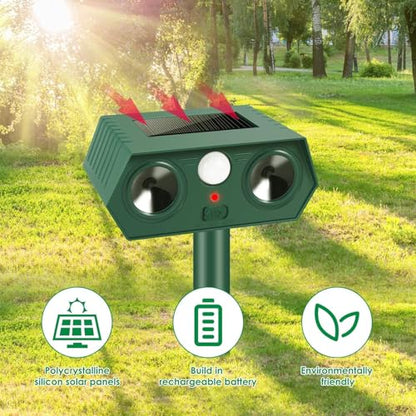 2026 Upgraded Solar Ultrasonic Animal Repellent, Sonic Deer Repeller Devices & Cat Repellent Outdoor, Motion Sensor Sound Animal Deterrent to Keep Dog Raccoon Rabbit Away from Yard,Lawn,Garden,4 Pack