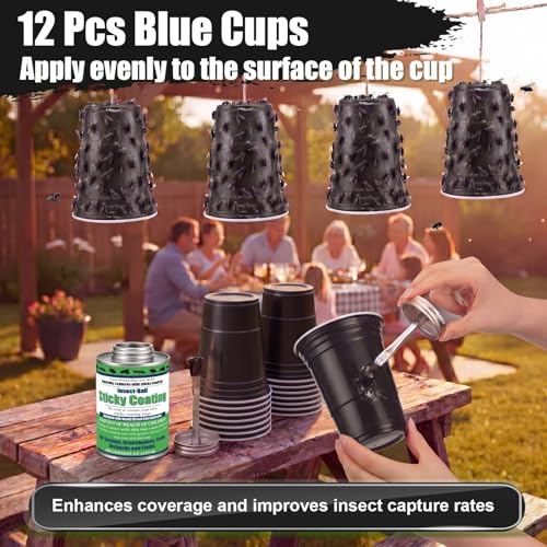 Sticky Coating Insect Trap, 8 Oz with Brush,Biting Fly Trap Kit - color: Black Cup