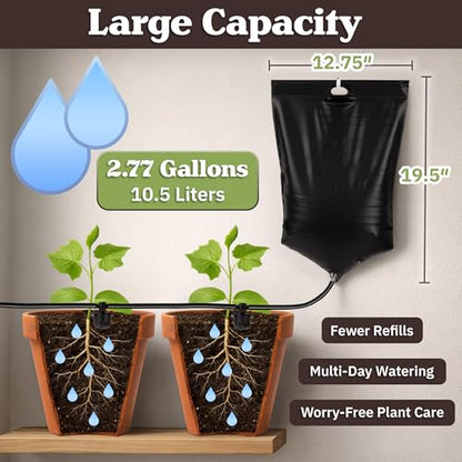 Automatic Plant Waterer Indoor Drip Irrigation System with 2.77Gal Water Bag and 7 Adjustable Drippers for Potted Houseplants, Balcony, or Vacation - Indoor Plant Watering Devices by Pure Garden