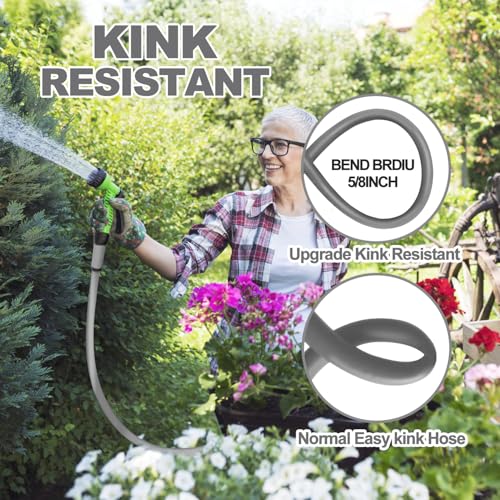 YOTOO Heavy Duty Hybrid Garden Lead in Water Hose 5/8-Inch by 3-Feet 150 PSI, Kink Resistant, All-Weather Flexible with Swivel Grip Handle and 3/4" GHT Solid Brass Fittings, Gray - color: Gray, size: 1.28-Feet