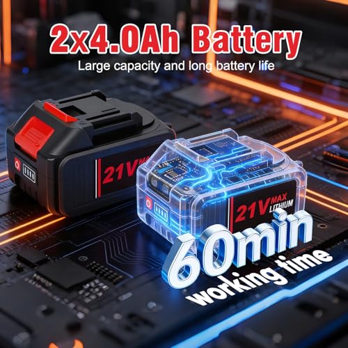 21V Electric Weed Wacker & Edger Lawn Tool Auto-Feed with 2.0Ah X 2 Battery - color: Bright Red