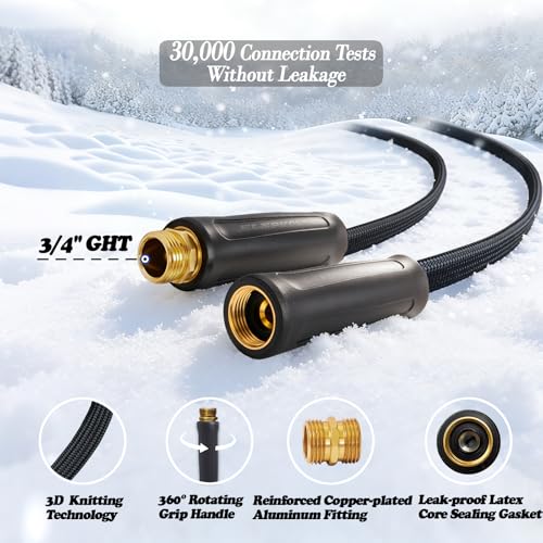 Flexible Garden Hose 50 FT,Non-Expanding Lightweight Water Hose, Kink-Free & Burst-Resistant up to 1000PSI, Durable All-Weather Hose for Yard, Lawn, Car Wash & Commercial Use