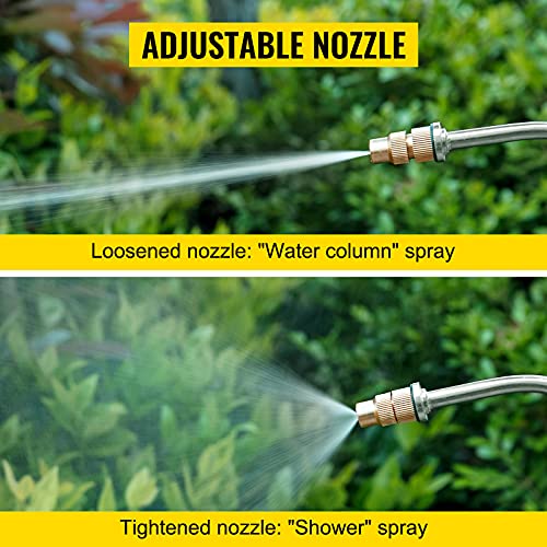 Happybuy 3.5 Gallon Stainless Steel Sprayer, 20" Wand & 3FT Reinforced Hose, Pressure Gauge, Safety Valve&Adjustable Nozzle, Garden Weed Pump Sprayer for Lawn, Gardening - size: 3.5 Gallon