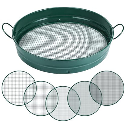 Funnymoom Large Soil Sifter for Gardening with 5 Pcs Compost Screen, Green - color: Green