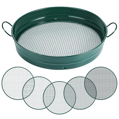 Funnymoom Large Soil Sifter for Gardening with 5 Pcs Compost Screen, Green - color: Green