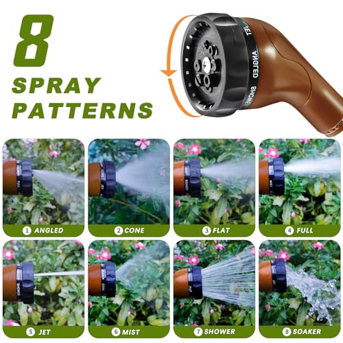 GREEN MOUNT Watering Wand, Heavy Duty Garden Hose Wand with 8 Spray Patterns, 16-Inch Hose Sprayer Nozzle with Flow Control, Ideal for Lawn and Garden Use, Bronze - color: Bronze