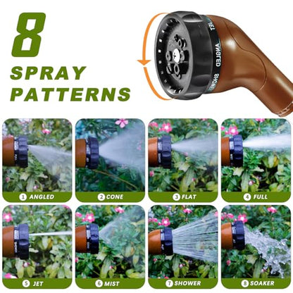 GREEN MOUNT Watering Wand, Heavy Duty Garden Hose Wand with 8 Spray Patterns, 16-Inch Hose Sprayer Nozzle with Flow Control, Ideal for Lawn and Garden Use, Bronze - color: Bronze