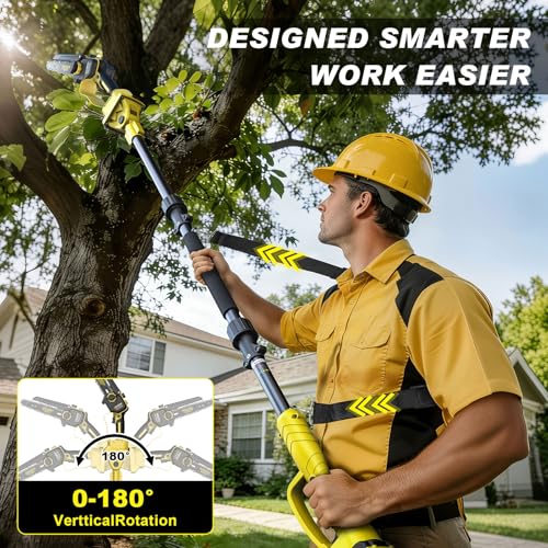 4-in-1 Cordless Pole saw Pruning Set,Electric Pruning Shears & 8 Inch pole saws for tree trimming with 13.8ft Max Extension Pole,Brushless Motor,Two 4.0Ah Batteries, Electric Pole Saw Tree Trimming - style: 4 in 1