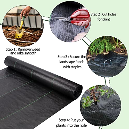 4ft x 100ft Weed Barrier Landscape Fabric Heavy Duty Premium Weed Control Fabric Durable & Eco-Friendly Weed Block Gardening Mat Landscaping Fabric - size: 4ft x 100ft