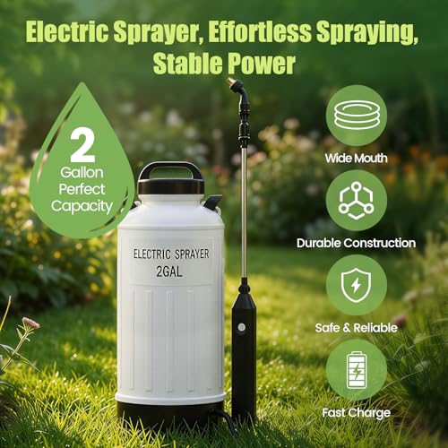 Battery Powered Sprayer 2 Gallon Electric Pump Lawn & Garden Sprayer - color: off-white