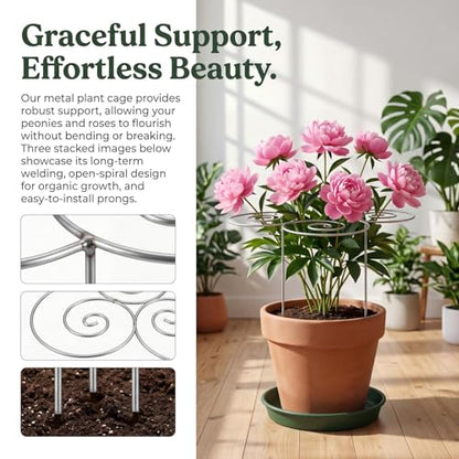 Peony Cages and Supports, Plant Support Garden Stakes, Peony Plant Support - color: M(15.7in)