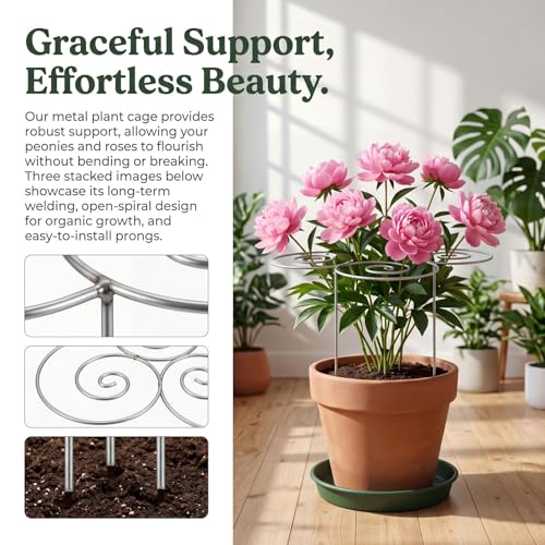 Peony Cages and Supports, Plant Support Garden Stakes, Peony Plant Support - color: L(17.3in)