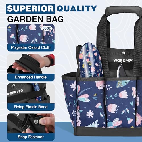 WORKPRO 5-Piece Aluminum Garden Tool Set, Heavy Duty - style: Blue insect with bag