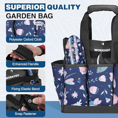 WORKPRO 5-Piece Aluminum Garden Tool Set, Heavy Duty - style: Blue insect with bag
