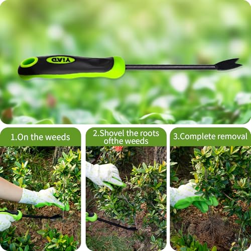 Hand Weeder Tool, 13" High-Carbon Steel V-Tip Weed Puller - size: 13-IN