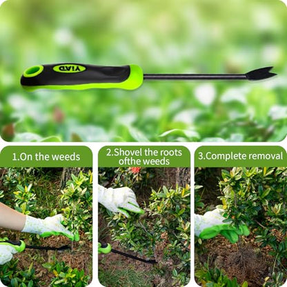 Hand Weeder Tool, 13" High-Carbon Steel V-Tip Weed Puller - size: 13-IN