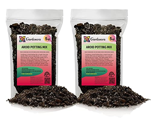 Premium Aroid Potting Mix - 10 Quart - Soil Free Blend for Aroids - Growing Medium for House Plants by Gardenera - (2 Bags of 5 Quart) - color: Aroid Potting Mix, size: 10 Quart Bag