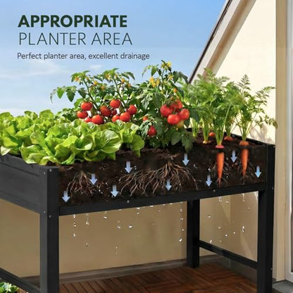 PASAMIC Raised Garden Bed with Legs, 48" HIPS Sturdy Elevated Planter Box - color: Black, size: 48x24x30in
