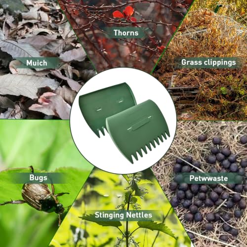 Leaf Scoops and Claws with Gardening Gloves, Large Lightweight Plastic Hand Rakes Yard Grabber for Lawn Clippings, Grass & Trash Pick Up, Ergonomic Adjustable Handles(Green) - color: Green