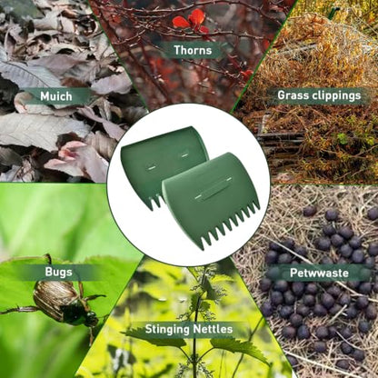 Leaf Scoops and Claws with Gardening Gloves, Large Lightweight Plastic Hand Rakes Yard Grabber for Lawn Clippings, Grass & Trash Pick Up, Ergonomic Adjustable Handles(Green) - color: Green