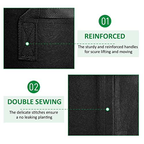 JNYONG 12-Pack 30 Gallon Thickened Non-Woven Grow Bags - size: 30 Gallons