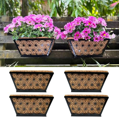 LaLaGreen Black Wall Planter (12 in, 4 Pack) Window Flower Box Holder - size: 12" (30cm) x 4 pack