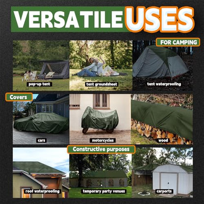 RAINDEWAY 10x12 Feet(2 Pack) Tarp Waterproof,9Mil Green/Black Tarps Cover - color: Green/Black, size: 10x12 Feet (2 Pack)-Finished size