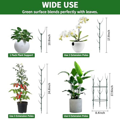 30Pcs Stackable Plant Support Stakes, Plant Stakes for Monstera Plant Stem Supports for Indoor Plants, Includes Garden Wire, Ties & Cutter for Pothos, Money Plant, Vines, Outdoors