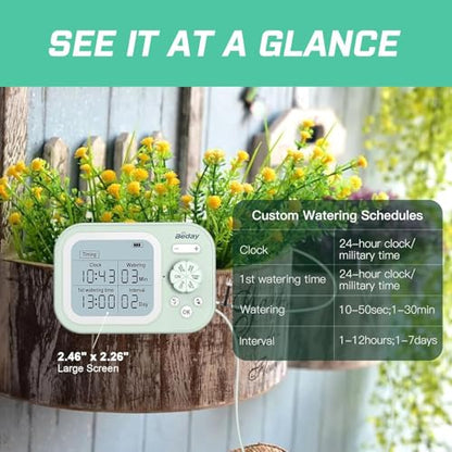Automatic Plant Waterer Indoor Self Watering System for 15 Potted Plants, Auto Drip Irrigation Kit Programmable Water Timer with Smart Humidity Detection, Green - color: Green