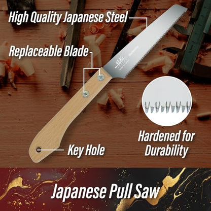 SUIZAN Small Hand Saw 5" Blade for Versatile Wood - Japanese Pull saws - style: Hand Saw for Woodworking