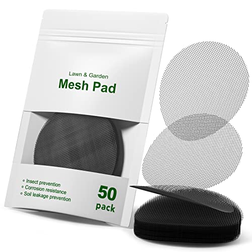 LE TAUCI Plant Pot Drainage Hole Mesh Pads, 4-Inch Round, 50-Pack - size: 4 Inch