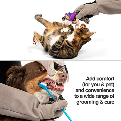 PetFusion Pet Grooming Gloves, Hair Removal and Bathing, Scratch Resistant - size: Large