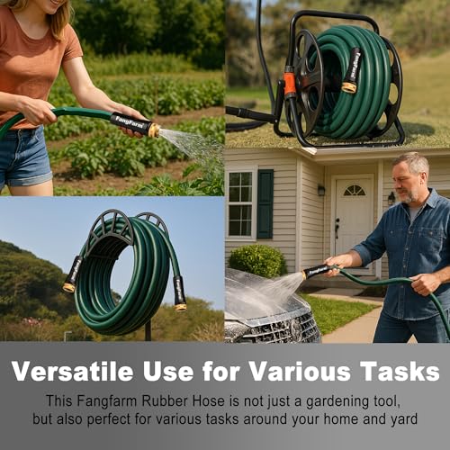 15FT Rubber Garden Hose, 5/8 in, 3/4 GHT Brass Fittings - size: 15FT