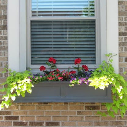 Mayne Fairfield 48in Self-Watering Rectangular Window Box Planter, Gray - color: Graphite Grey, size: 48in