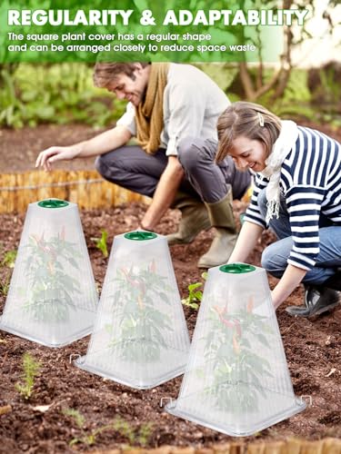 20 Pack Garden Cloches for Plants with 40 Ground Stakes and Rotary Vent - color: White