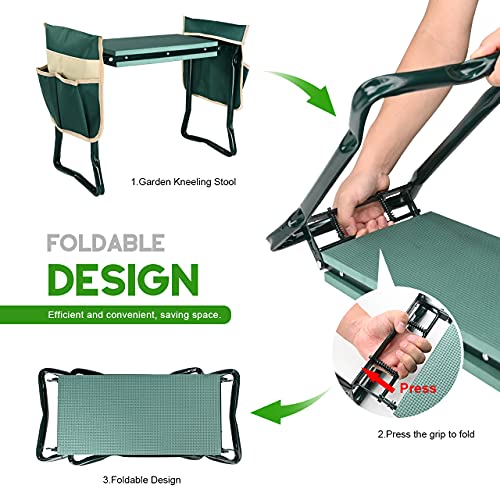 KVR Upgraded Garden Kneeler and Seat with Thicken & Widen Soft Kneeling Pad,Heavy Duty Foldable Gardener Stool with 2 Tool Pouches,Gardening Gifts for Women Mom Men Seniors¡­… - size: ModelZA