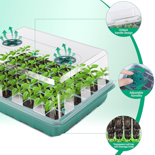192 Cell Seed Starter Tray, Seed Starter Kit with Adjustable Humidity Dome, Seed Starting Trays Plant Starter Kit for Seeds Growing Starting, Indoor Gardening, Greenhouse - color: No Grow Light