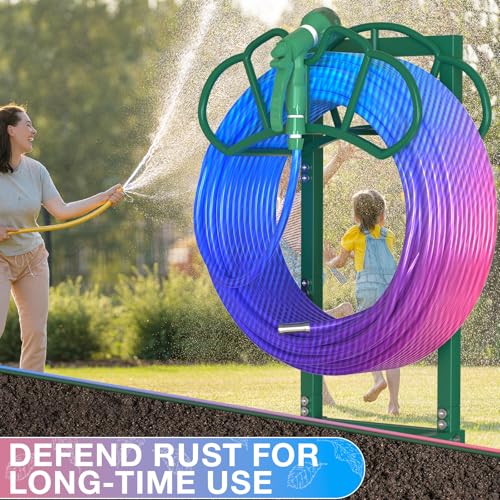 Qatsrin Garden Hose Holder Holds 160ft, Rustproof Water Hose Storage, Green - color: Green