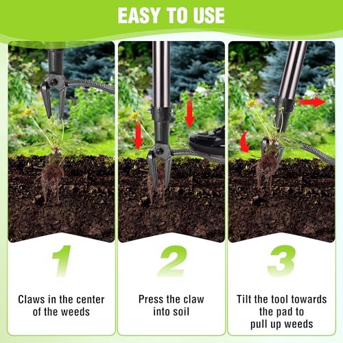 WORKPRO 11.5" Dandelion Weeder Puller Tool + Weed Puller Tool with Long Adjustable Handle (33", 46"), Garden Weed Remover Tool, Easy for Weeding, Detachable Dandelion Picker for Lawn/Yard/Garden