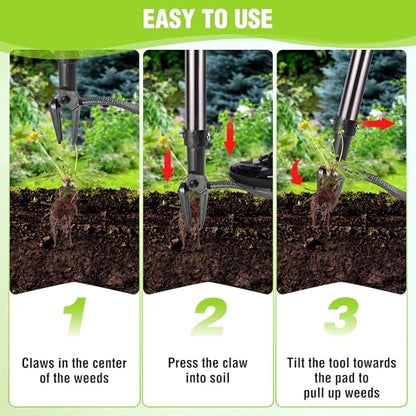 WORKPRO 11.5" Dandelion Weeder Puller Tool + Weed Puller Tool with Long Adjustable Handle (33", 46"), Garden Weed Remover Tool, Easy for Weeding, Detachable Dandelion Picker for Lawn/Yard/Garden