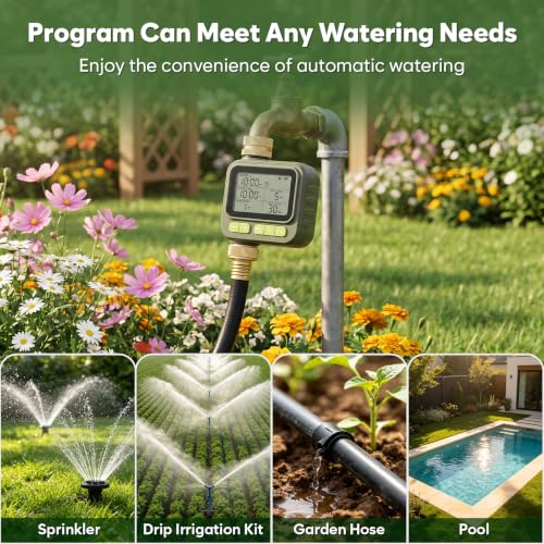 1 Zone Water Timer with Brass Inlet Outlet, Sprinkler Timer for Garden Hose - size: 1 Outlet