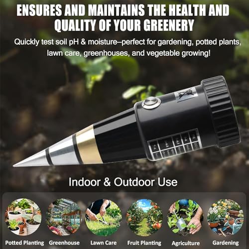 Soil PH Meter, Soil Moisture Sensor Meter, Soil PH Tester Gardening Tool Kits for Plant, Tree, Soil Tester for Moisture Great for Garden, Lawn, Farm, Indoor & Outdoor Use