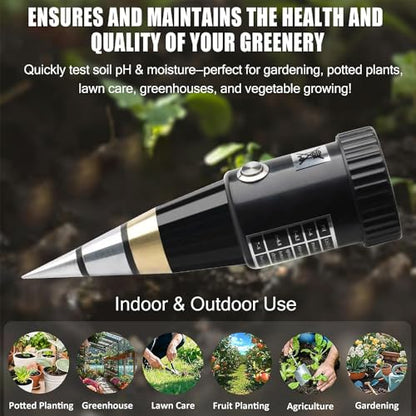 Soil PH Meter, Soil Moisture Sensor Meter, Soil PH Tester Gardening Tool Kits for Plant, Tree, Soil Tester for Moisture Great for Garden, Lawn, Farm, Indoor & Outdoor Use