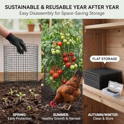 15 Pack Plant Protectors from Animals, 14x14 Plant Cages for Outdoor Plants