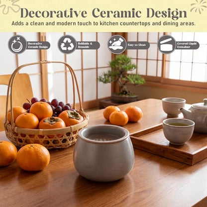 1 Pack Ceramic Fruit Fly Traps Reusable, Reactive Glaze, Light Blue Gray - color: Light Blue Gray, size: Reactive Glaze