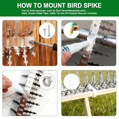 Bird Spikes for Outside 48 Pack 48 FT Stainless Steel Deter Pigeon Squirrel - size: 48 FT